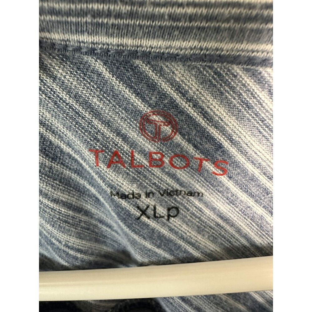 Talbots Womens XLP Petite Blue White Striped 3/4 Sleeve V-Neck Top Nautical Prep - Picture 4 of 6